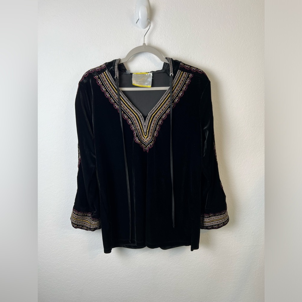 California MoonRise Velvet Embroderied Boho Hippie Fall Winter Hoodie